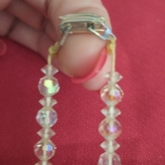 Vtg. Germany Faceted AB Glass Single Strand "18 Necklace - Picture 5 of 8